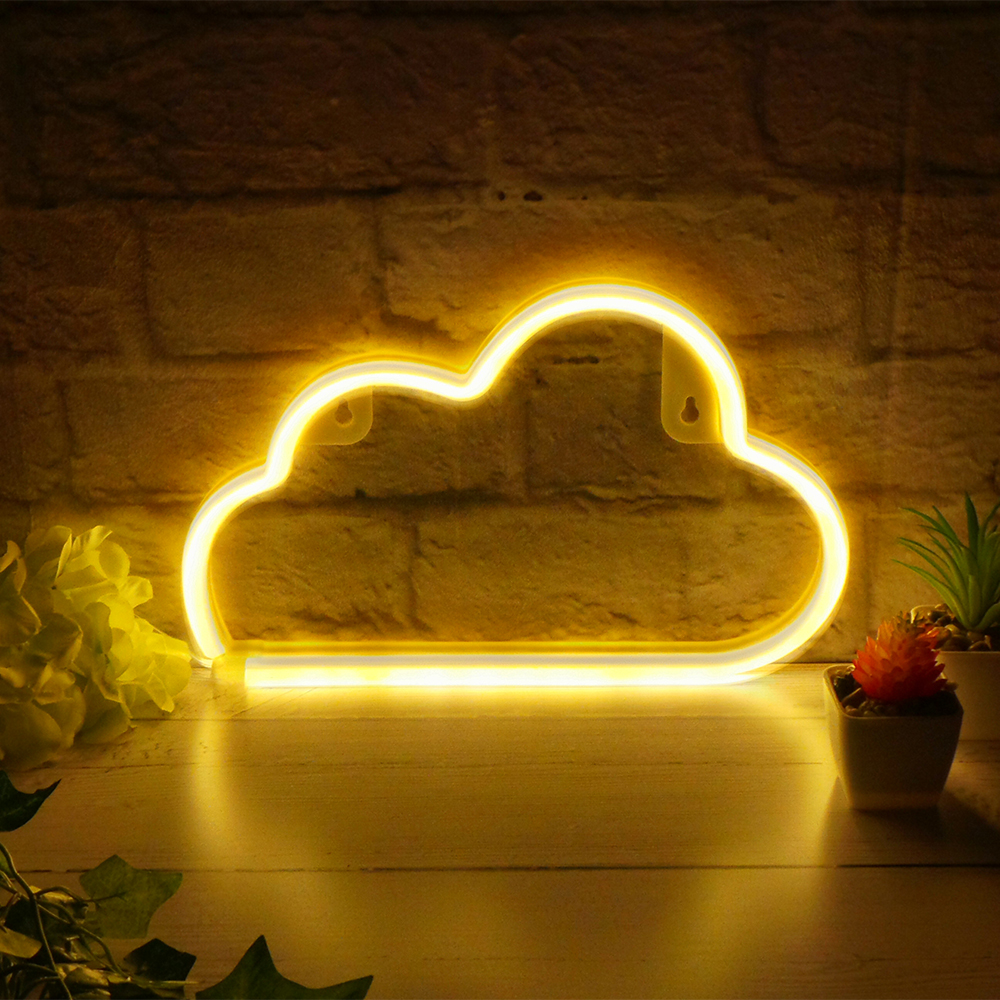 White Cloud LED Neon Light Sign Wall Light Stand Bar Lamp Home Nursery ...