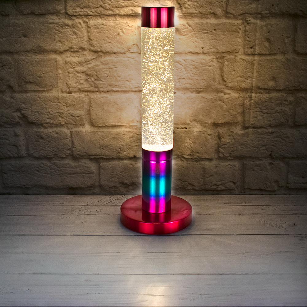 Rainbow Glitter Lava Lamp Style Relaxing Multi Colour Light Gift Gold